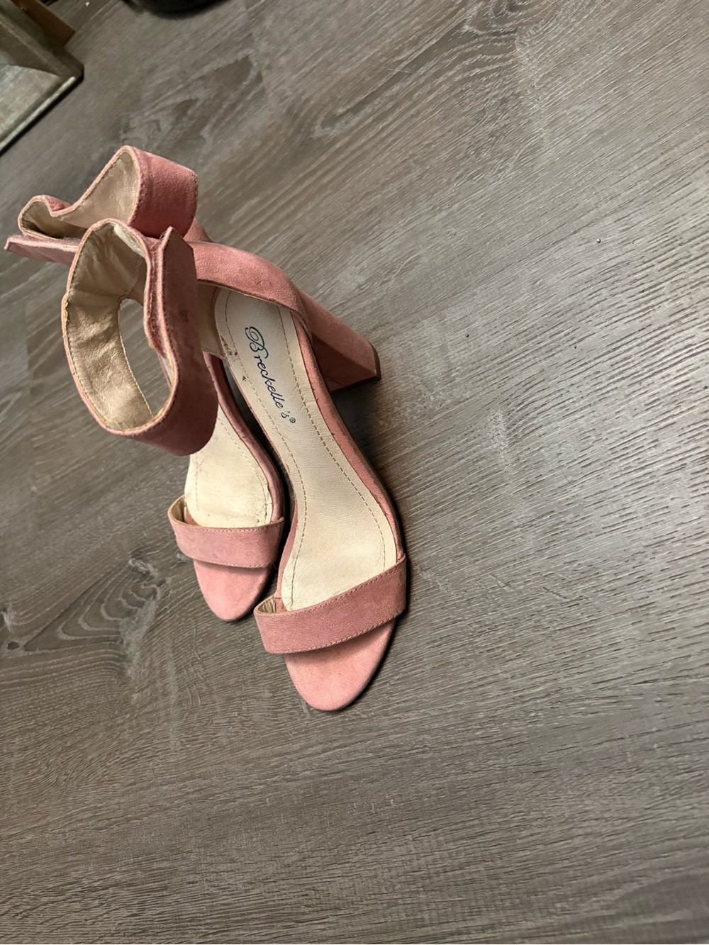 Pink Ankle-Strap Block Heels